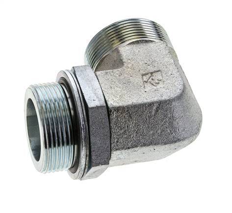 UN 2''-12 x G 1 1/2'' Macho Codo de 90 grados de acero galvanizado ORFS 200 Bar - Hidráulico