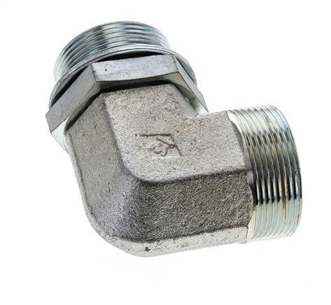 UN 2''-12 x G 1 1/2'' Macho Codo de 90 grados de acero galvanizado ORFS 200 Bar - Hidráulico