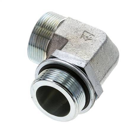 UN 2''-12 x G 1 1/2'' Macho Codo de 90 grados de acero galvanizado ORFS 200 Bar - Hidráulico