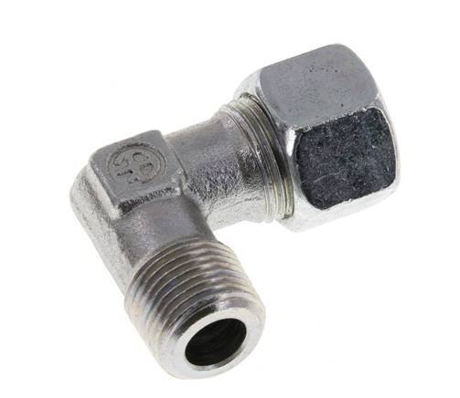 R 3/8'' Macho x 12L Codo de acero galvanizado de 90 grados 315 Bar DIN 2353