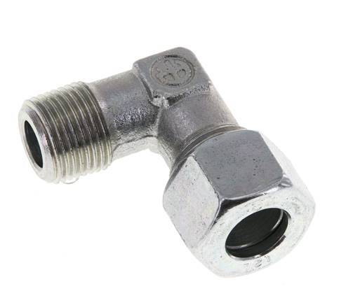 R 3/8'' Macho x 12L Codo de acero galvanizado de 90 grados 315 Bar DIN 2353