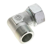 1 1/2'' NPT Male x 38S Zinc plated Steel 90 deg Elbow Cutting ring 315 Bar DIN 2353