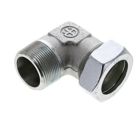 1 1/2'' NPT Male x 42L Zinc plated Steel 90 deg Elbow Cutting ring 160 Bar DIN 2353
