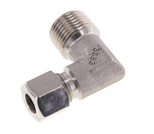 R 1/2'' Macho x 10L Codo de 90 grados de acero inoxidable 315 Bar DIN 2353