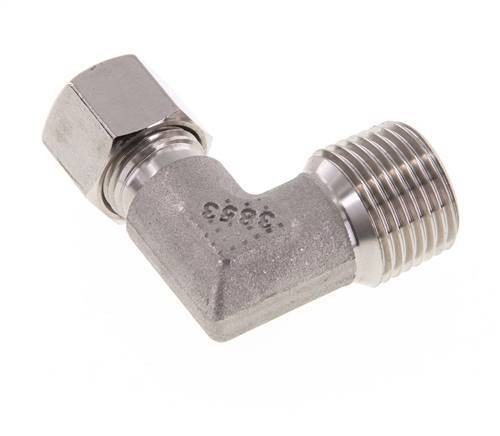R 1/2'' Macho x 10L Codo de 90 grados de acero inoxidable 315 Bar DIN 2353