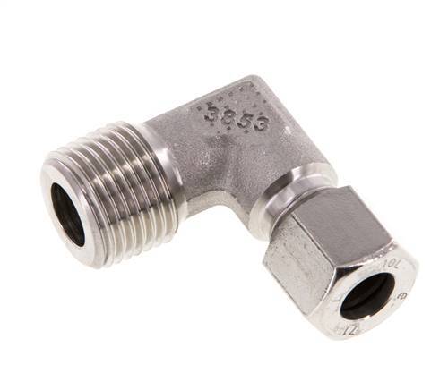 R 1/2'' Macho x 10L Codo de 90 grados de acero inoxidable 315 Bar DIN 2353