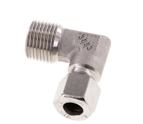R 1/2'' Macho x 10L Codo de 90 grados de acero inoxidable 315 Bar DIN 2353