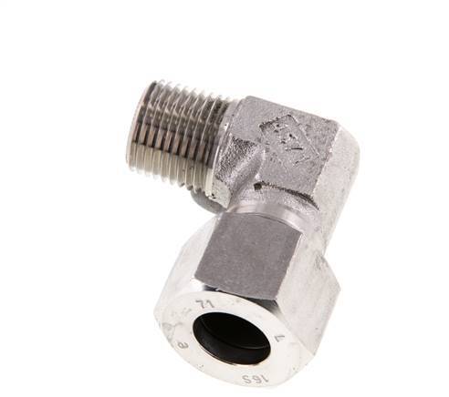 R 1/2'' Macho x 16S Codo de 90 grados de acero inoxidable 400 Bar DIN 2353