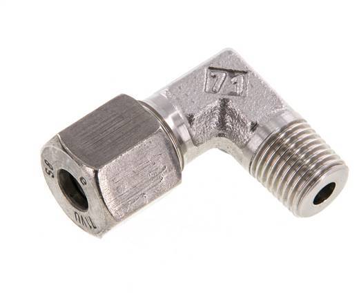 R 1/4'' Macho x 8S Codo de 90 grados de acero inoxidable 630 Bar DIN 2353