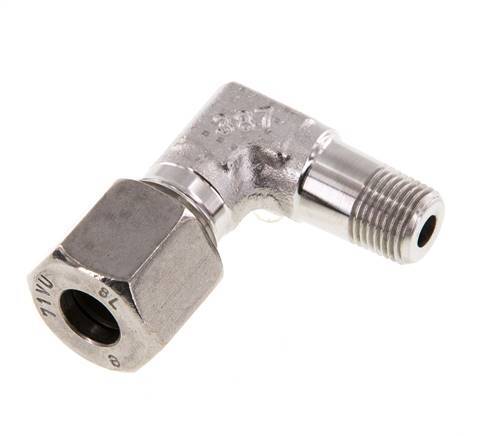 R 1/8'' Macho x 8L Codo de 90 grados de acero inoxidable 315 Bar DIN 2353