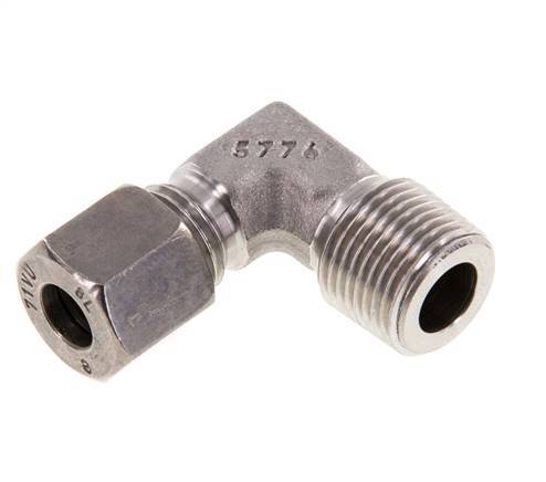 R 3/8'' Macho x 8L Acero inoxidable Codo de 90 grados 315 Bar DIN 2353