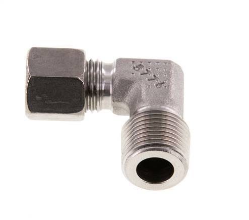R 3/8'' Macho x 8L Acero inoxidable Codo de 90 grados 315 Bar DIN 2353