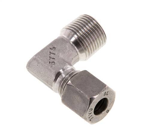 R 3/8'' Macho x 8L Acero inoxidable Codo de 90 grados 315 Bar DIN 2353