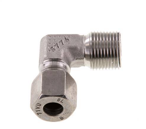 R 3/8'' Macho x 8L Acero inoxidable Codo de 90 grados 315 Bar DIN 2353