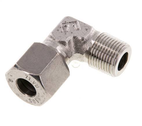 R 3/8'' Macho x 10S Codo de 90 grados de acero inoxidable 630 Bar DIN 2353