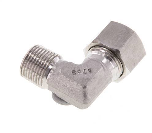R 3/8'' Macho x 12L Codo de 90 grados de acero inoxidable 315 Bar DIN 2353