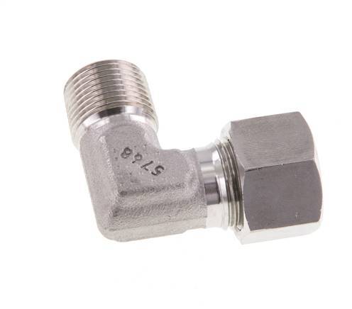 R 3/8'' Macho x 12L Codo de 90 grados de acero inoxidable 315 Bar DIN 2353