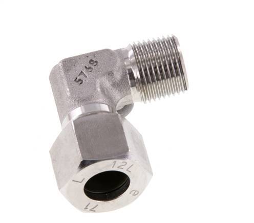 R 3/8'' Macho x 12L Codo de 90 grados de acero inoxidable 315 Bar DIN 2353