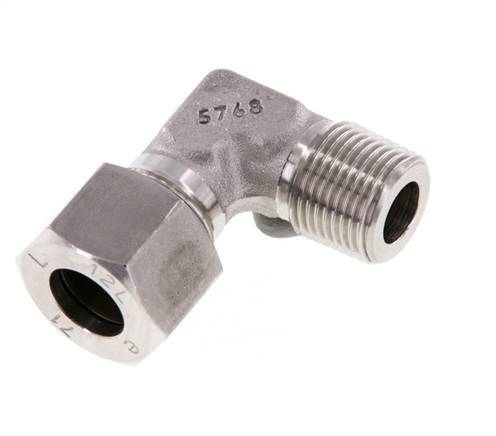 R 3/8'' Macho x 12L Codo de 90 grados de acero inoxidable 315 Bar DIN 2353