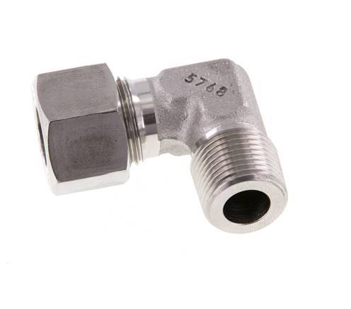 R 3/8'' Macho x 12L Codo de 90 grados de acero inoxidable 315 Bar DIN 2353