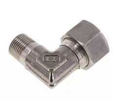 R 3/8'' Macho x 15L Codo de 90 grados de acero inoxidable 315 Bar DIN 2353