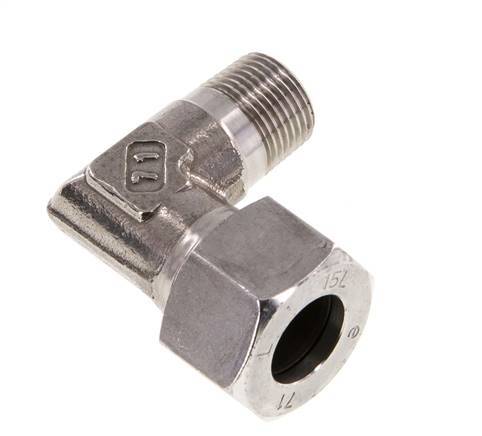 R 3/8'' Macho x 15L Codo de 90 grados de acero inoxidable 315 Bar DIN 2353