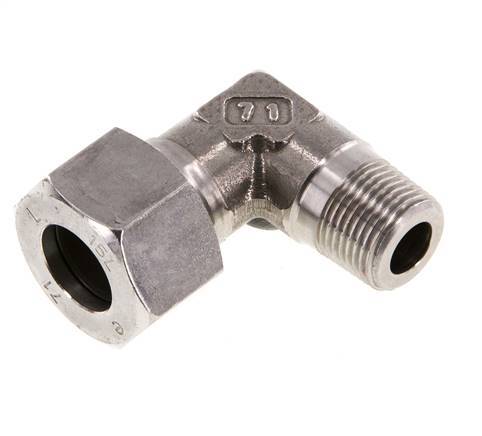 R 3/8'' Macho x 15L Codo de 90 grados de acero inoxidable 315 Bar DIN 2353