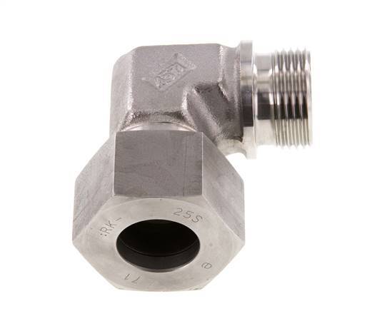G 1'' Macho x 25S Codo de 90 grados de acero inoxidable 400 Bar DIN 2353