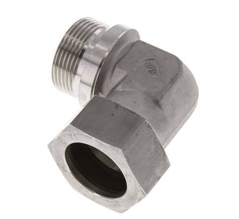 G 1 1/4'' Macho x 35L Codo de 90 grados de acero inoxidable 160 Bar DIN 2353