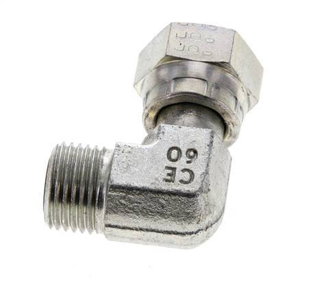 UN 11/16''-16 x UN 11/16''-16 M/F Codo de 90 grados de acero galvanizado ORFS 630 Bar - Hidráulico