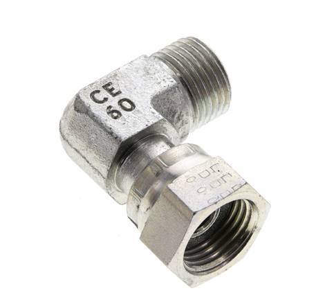 UN 11/16''-16 x UN 11/16''-16 M/F Codo de 90 grados de acero galvanizado ORFS 630 Bar - Hidráulico