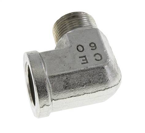 3/4'' NPT x 3/4'' NPT M/F Zinc plated Steel 90 deg Elbow Fitting 170 Bar - Hydraulic