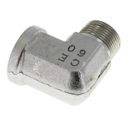 3/4'' NPT x 3/4'' NPT M/F Zinc plated Steel 90 deg Elbow Fitting 170 Bar - Hydraulic