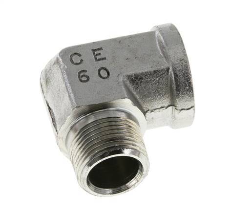 3/4'' NPT x 3/4'' NPT M/F Zinc plated Steel 90 deg Elbow Fitting 170 Bar - Hydraulic