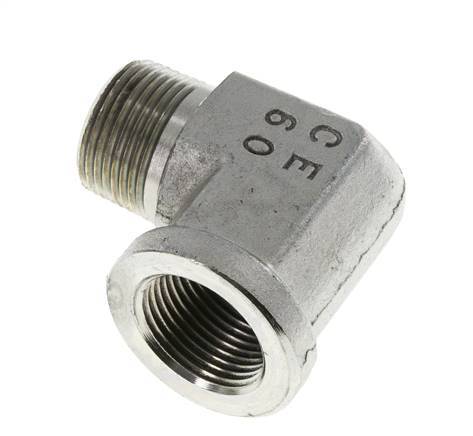 3/4'' NPT x 3/4'' NPT M/F Zinc plated Steel 90 deg Elbow Fitting 170 Bar - Hydraulic