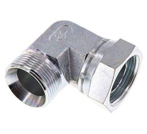 G 1 1/4'' M/F Zinc plated Steel 90 deg Elbow Fitting 150 Bar - Hydraulic