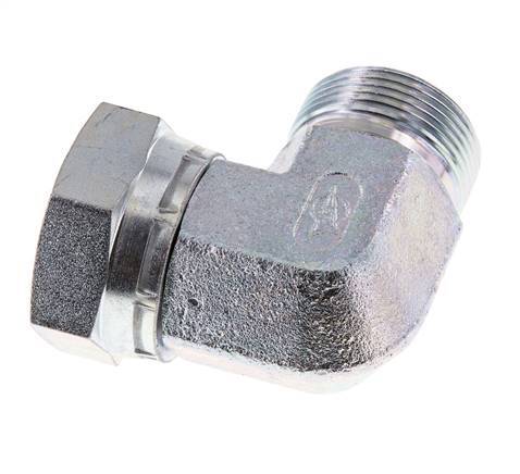 G 1 1/4'' M/F Zinc plated Steel 90 deg Elbow Fitting 150 Bar - Hydraulic