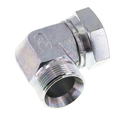 G 1 1/4'' M/F Zinc plated Steel 90 deg Elbow Fitting 150 Bar - Hydraulic