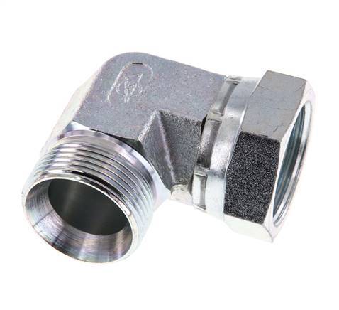 G 1 1/4'' M/F Zinc plated Steel 90 deg Elbow Fitting 150 Bar - Hydraulic