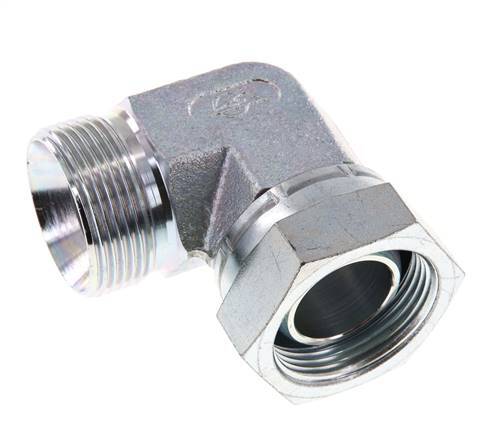 G 1 1/4'' M/F Zinc plated Steel 90 deg Elbow Fitting 150 Bar - Hydraulic