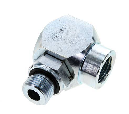 G 1/2'' M/F Acero cincado Junta giratoria de 90 grados Alta presión 400 Bar - Hidráulica