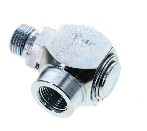 G 1/2'' M/F Acero cincado Junta giratoria de 90 grados Alta presión 400 Bar - Hidráulica