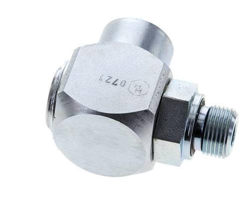 G 3/8'' M/F Acero cincado Junta giratoria de 90 grados Alta presión 400 Bar - Hidráulica