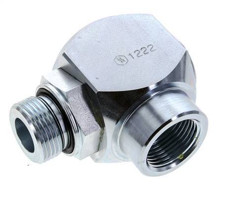 G 1'' M/F Acero cincado Junta giratoria de 90 grados Alta presión 250 Bar - Hidráulica