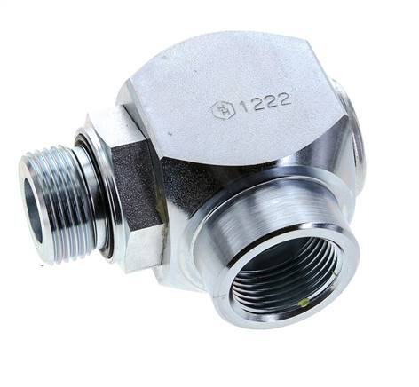 G 1'' M/F Acero cincado Junta giratoria de 90 grados Alta presión 250 Bar - Hidráulica