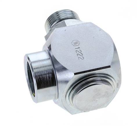 G 1'' M/F Acero cincado Junta giratoria de 90 grados Alta presión 250 Bar - Hidráulica