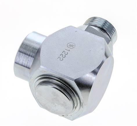 G 1'' M/F Acero cincado Junta giratoria de 90 grados Alta presión 250 Bar - Hidráulica