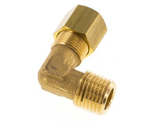 R 1/4'' Male x 8mm Brass 90 deg Elbow Compression Fitting 135 Bar DIN EN 1254-2 [2 Pieces]