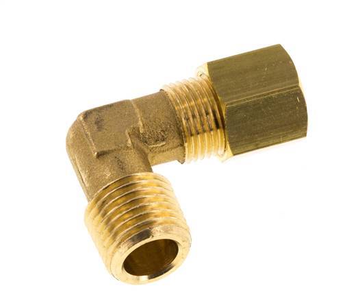 R 1/4'' Male x 8mm Brass 90 deg Elbow Compression Fitting 135 Bar DIN EN 1254-2 [2 Pieces]