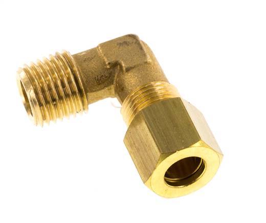 R 1/4'' Male x 8mm Brass 90 deg Elbow Compression Fitting 135 Bar DIN EN 1254-2 [2 Pieces]